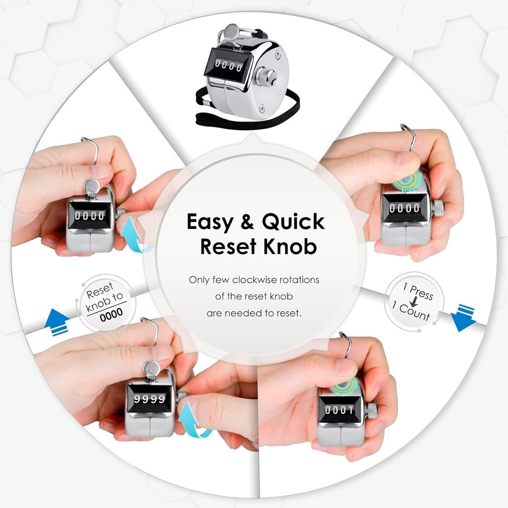 Professional Mechanical 4-Digit Clicker Counter Set - 2 Pack for Versatile Use