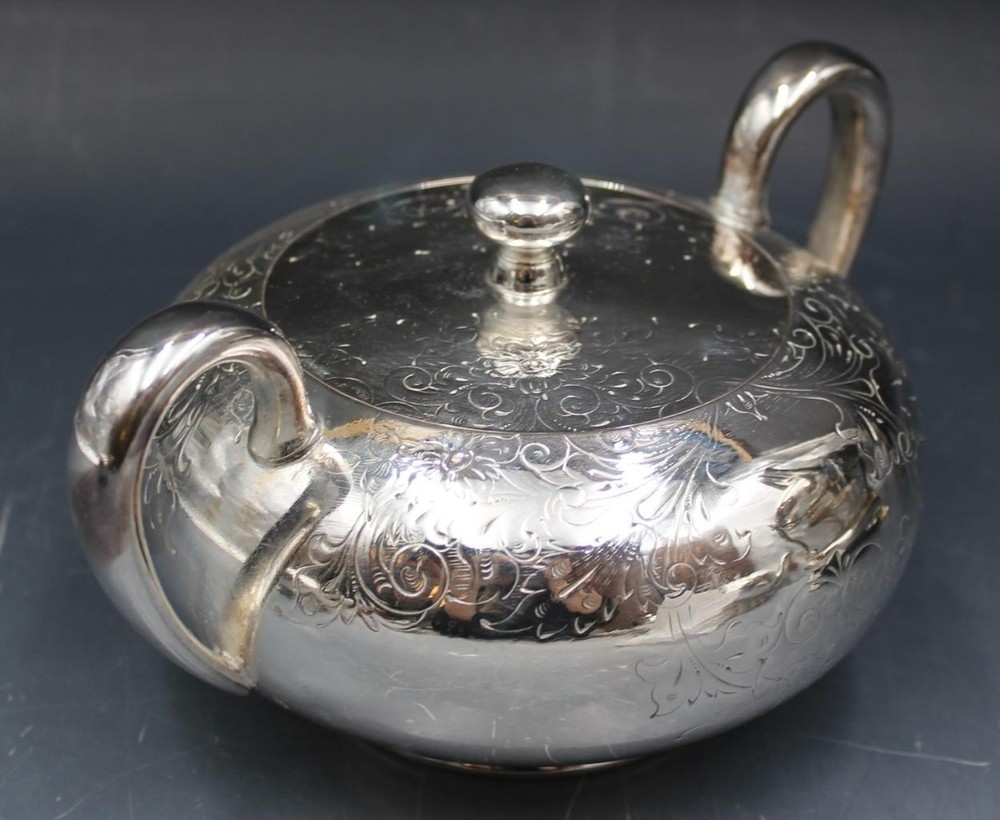 Antique Barbour Silver Co Silver Plate 6 Piece Tea Set w/ Tilting Kettle