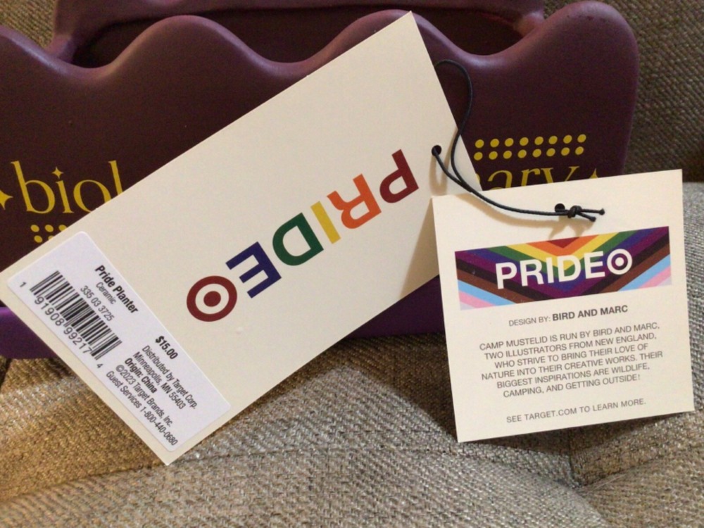 Target Pride Collection Biology Isn't Binary Purple Ceramic Pot Planter NEW