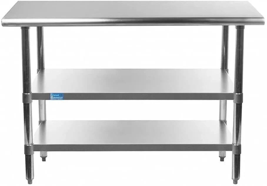 Stainless Steel Work & Prep Table, NSF Commercial Restaurant Kitchen w/ Two Unde