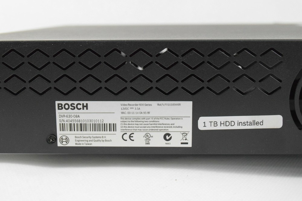 Bosch DVR-630-80A Camera System DVR 600 Series NO Power Adapter