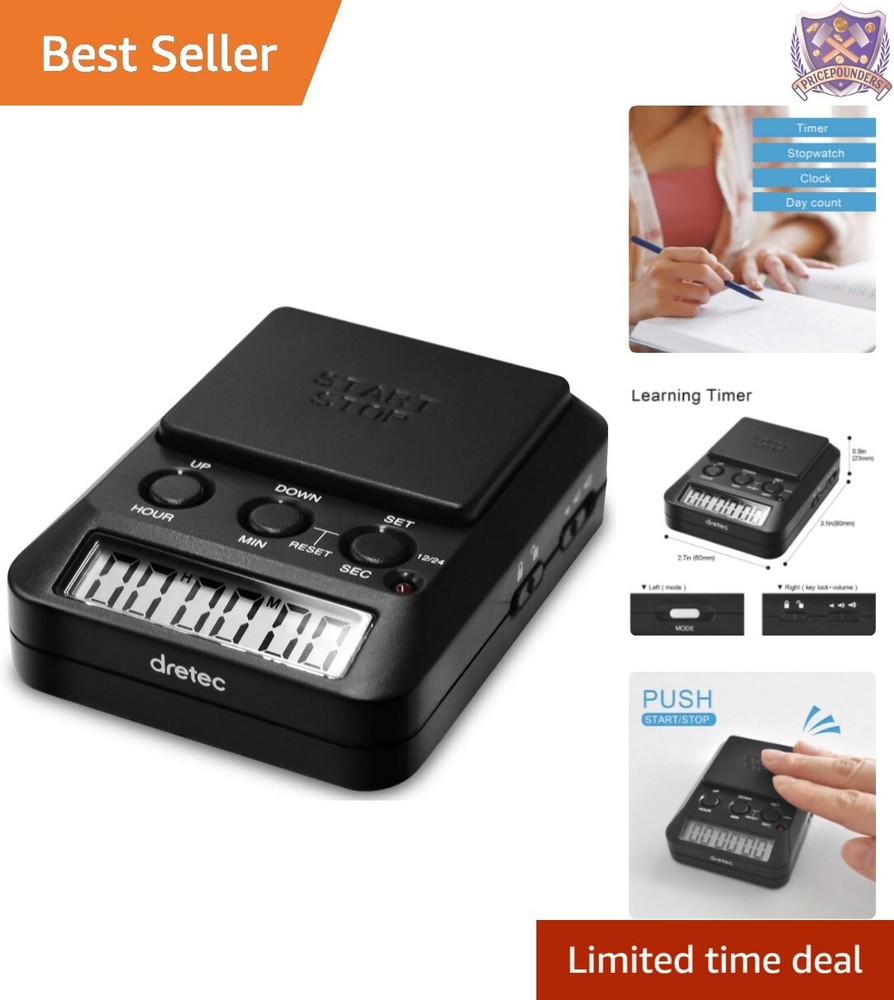 Ergonomic Large Button Timer - Stopwatch & Countdown Functions for Focused Tasks