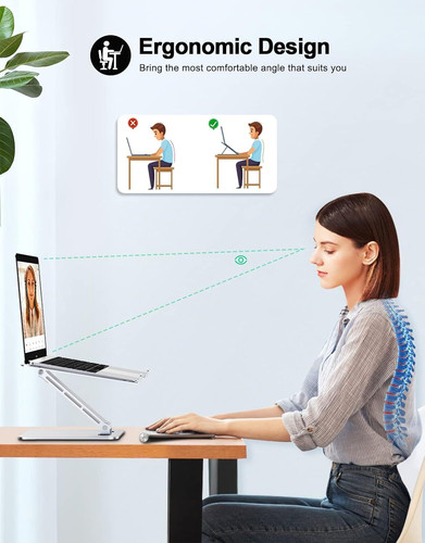 Foldable Laptop Stand, Height Adjustable Ergonomic Computer Stand for Silver