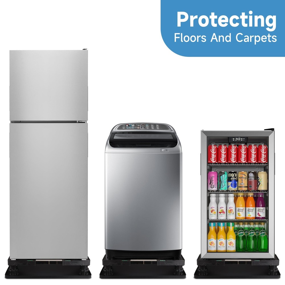 Mini Fridge Stand with Silicone Mat, Universal Base is Adjustable, 4...