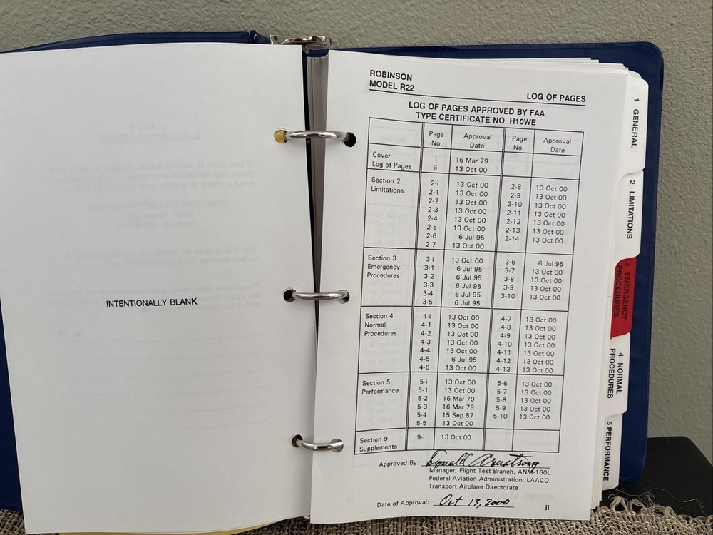 Robinson R22 Pilot's Helicopter Operating Handbook
