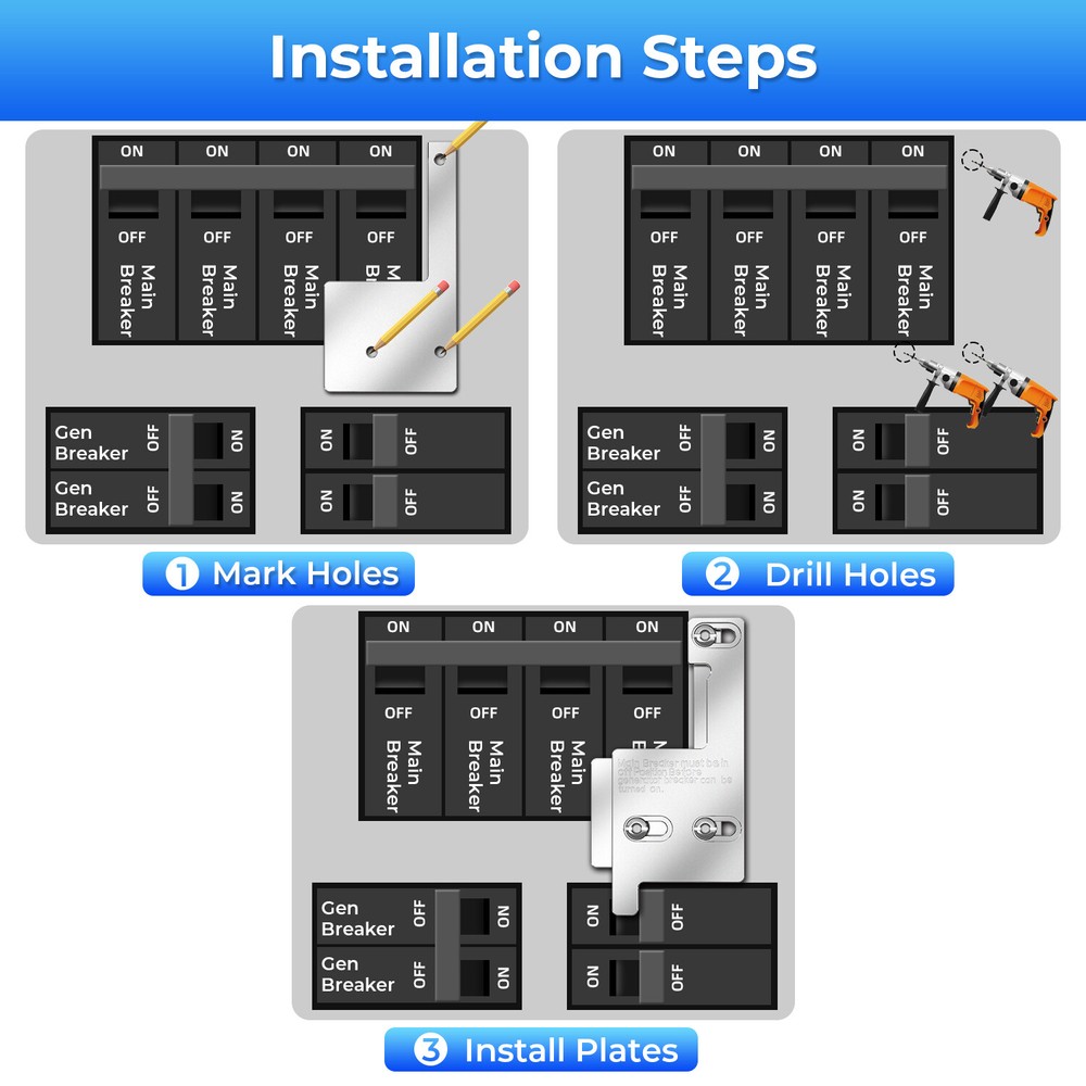 Generator Interlock Kit For GE /Siemens /Murray/ ITE 150 & 200 Amp Panel