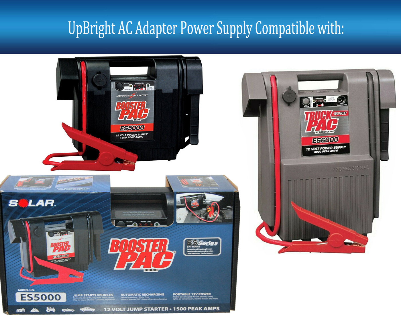 AC Charger for Booster Pac ES5000 12 Volt 1500 Peak Amp Battery Jump Starter