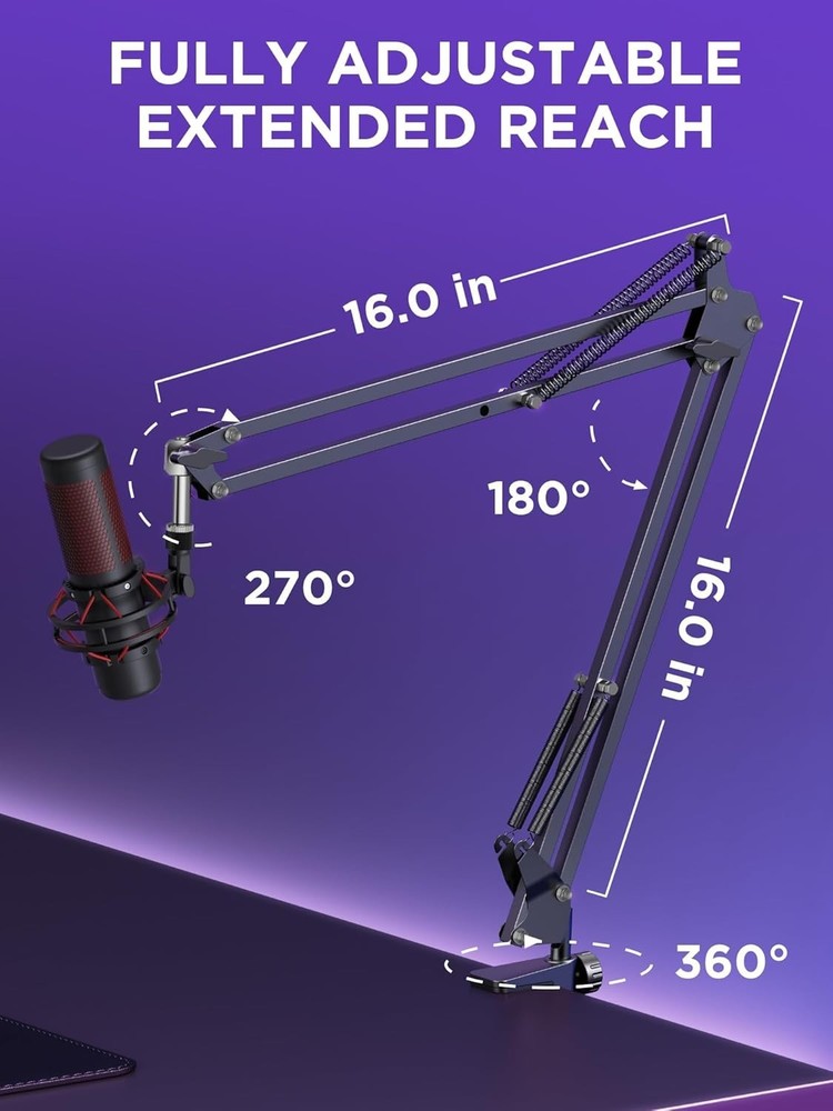 Universal Heavy Duty Microphone Stand & Dual Layer Pop Filter Set, Large