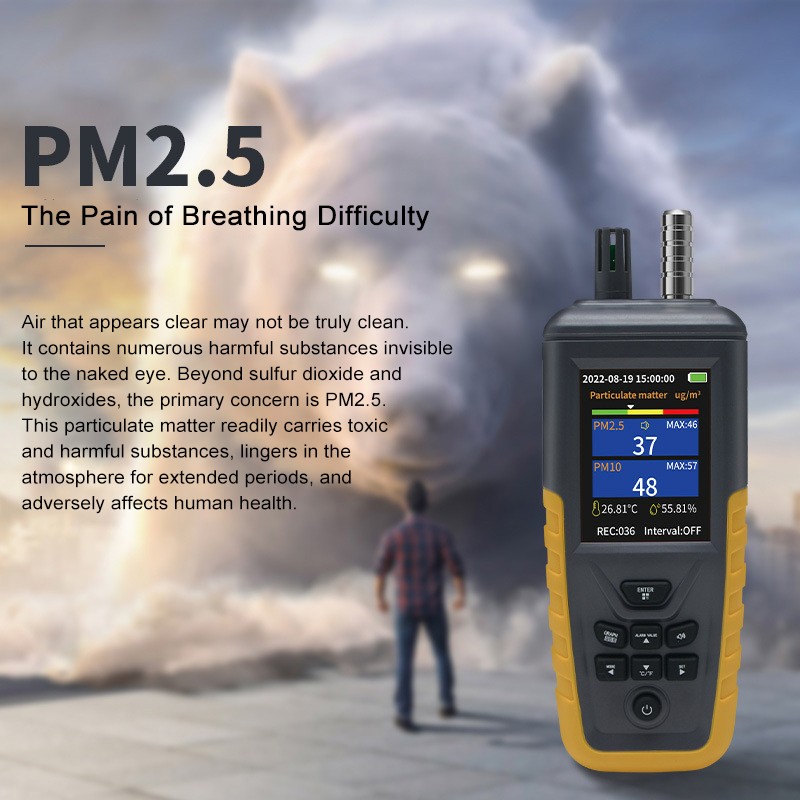 Air Quality Monitor, PM0.3/2.5/10 Dust Particle Counter, High Sensitivity 3-Chan