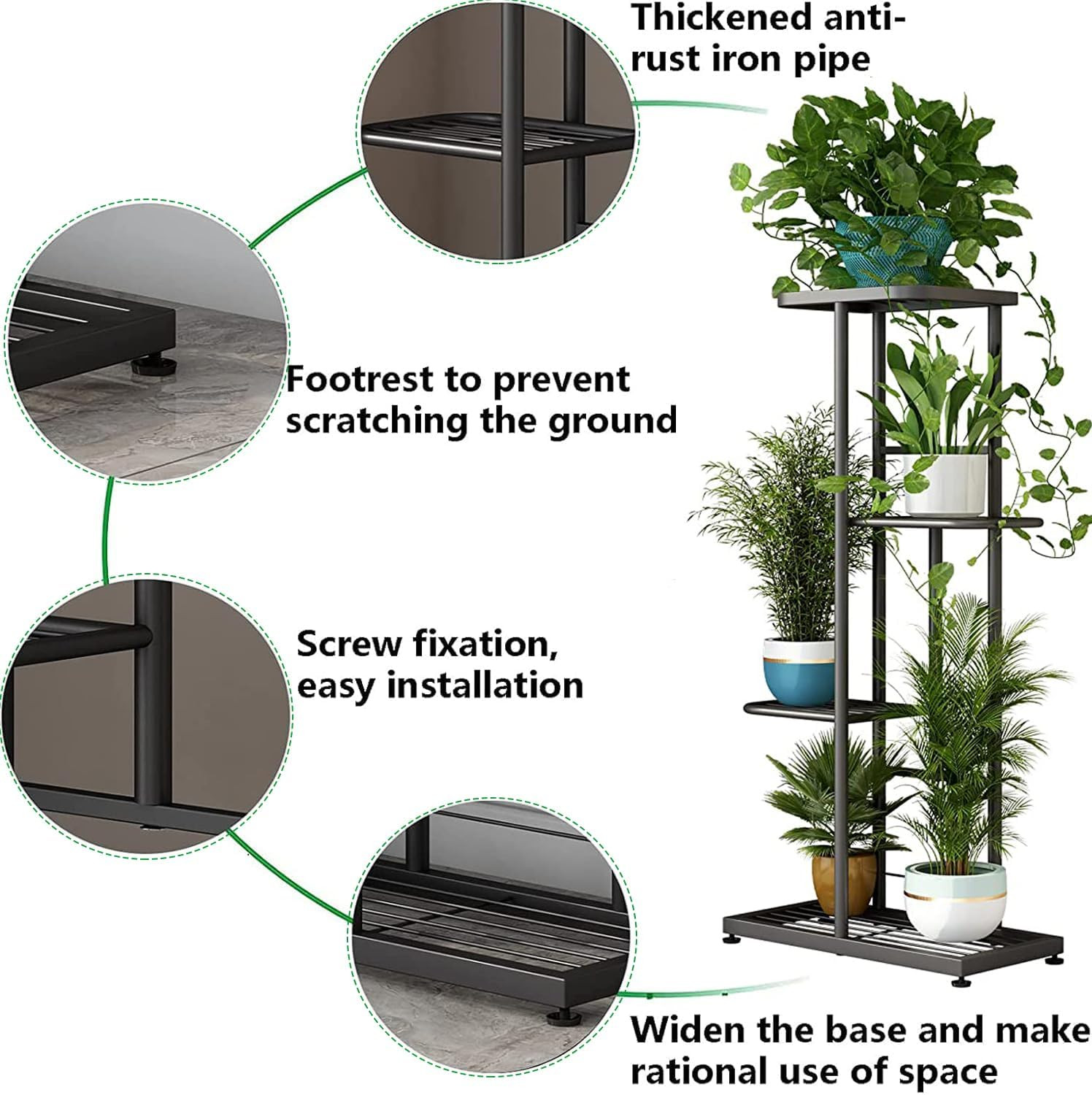 Plant Stand Indoor Outdoor Corner 4 Tier Metal Plant Shelf Patio Plant Rack for