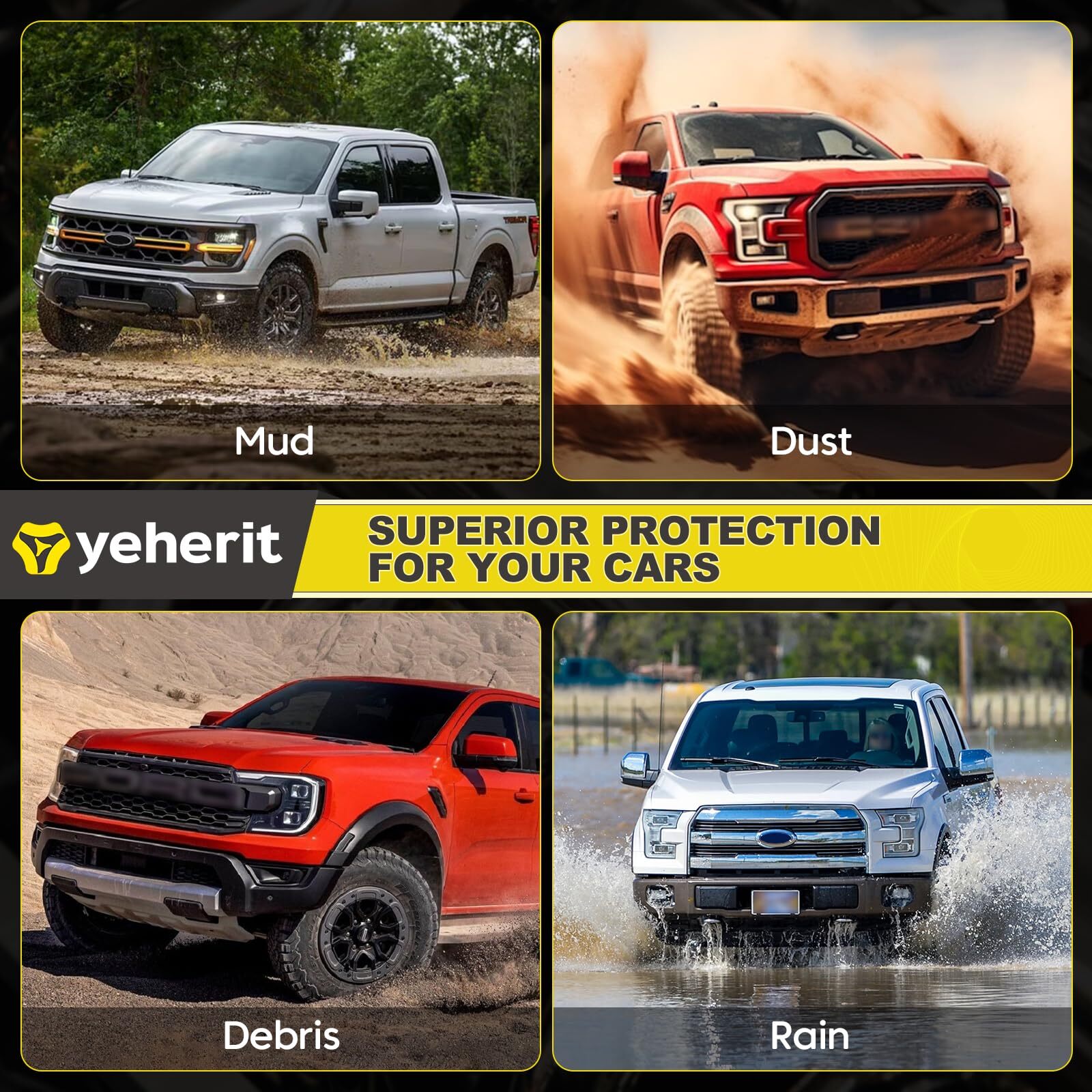 Full Skid Plate Package w/Front Transmission Skid Plate For 2015-2022 Ford F150