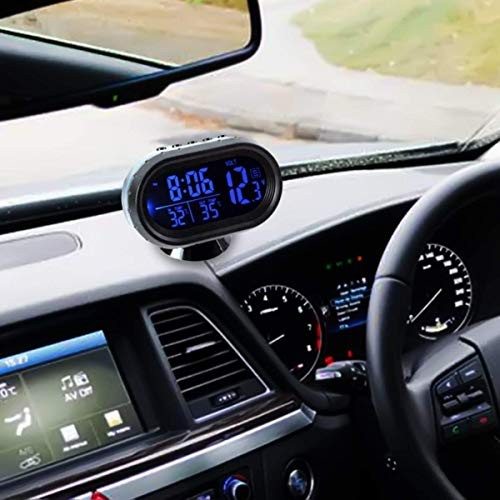 Car Thermometer LCD Digital Clock - 12-24V - Multifunctional Temperature