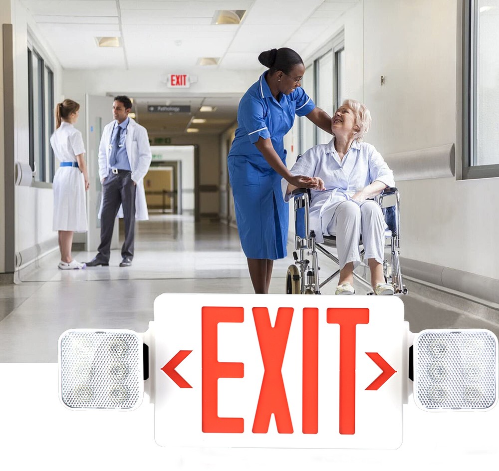 2 Pack Red LED Exit Sign, UL Emergency Light - Dual LED Lamp ABS Fire Resistance
