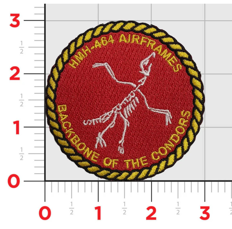 MARINE CORPS HMH-464 CONDORS AIRFRAMES EMBROIDERED PATCH WITH HOOK & LOOP