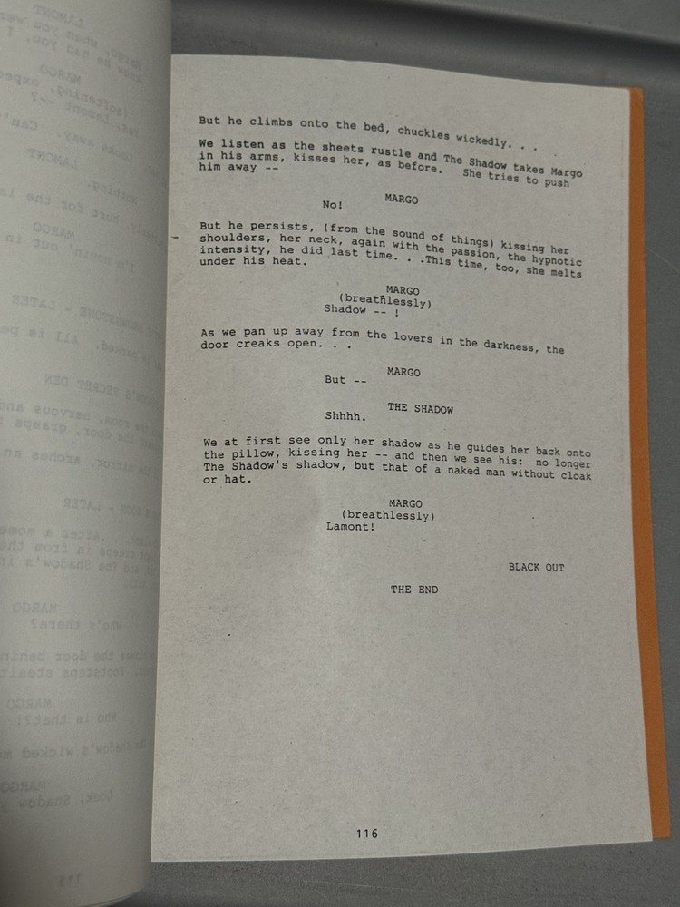 DC THE SHADOW SCRIPT ORIGINAL 1987 UNPRODUCED MOVIE PROJECT HANDWRITTEN NOTES