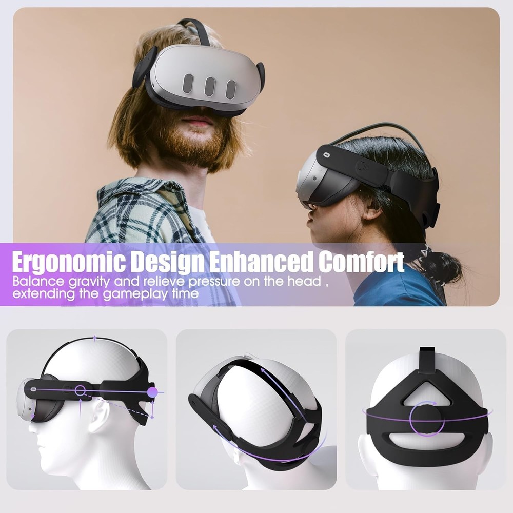 Comfort-Fit Adjustable Head Strap for Quest 3S/Quest 3/Quest 2 VR Experience