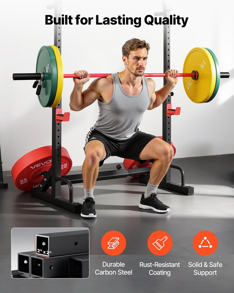 Compact Power Cage: 6.9 sq.ft, 550lb Support, Adjustable J-Hooks & Width