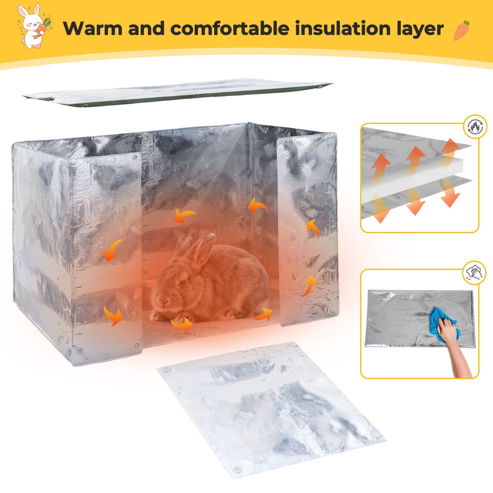 Heated Cat House Outdoor Indoor - 24in Insulated Rabbit Cage w/ Warm Liner