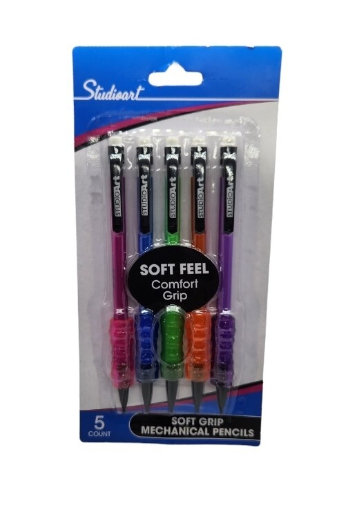 Mechanical Pencils Soft Comfort Grip, Refillable Assorted Colors,5pc With Refill