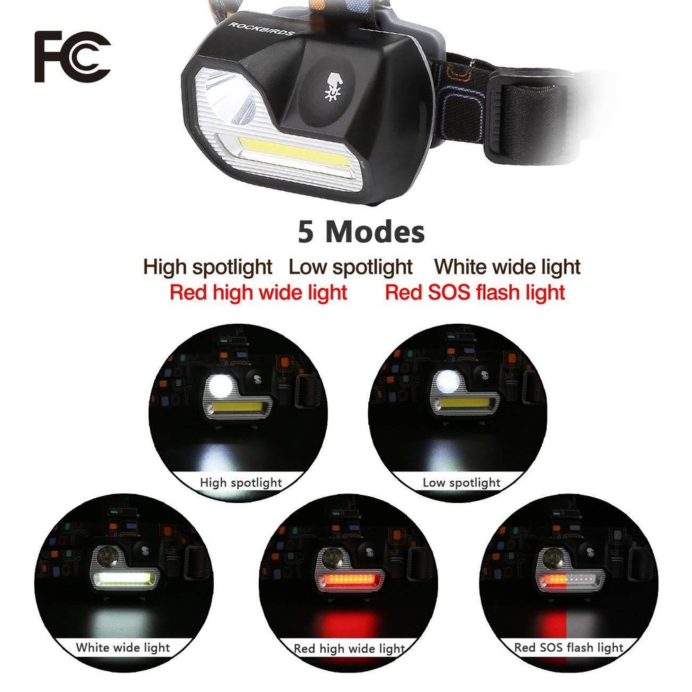 H542 200Lumens 5 Modes LED Headlights, Waterproof Touch Sensitive Switch, 3 AAA