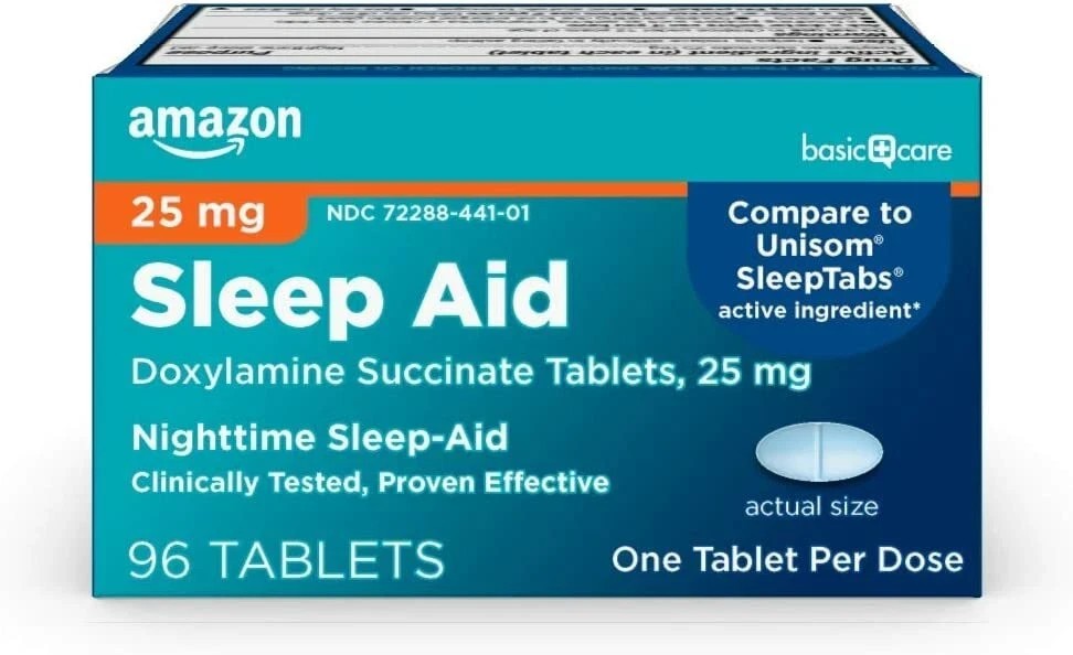 Basic Care Sleep Aid  Doxylamine Succinate Tablets, 25mg, 96 Count 11225401