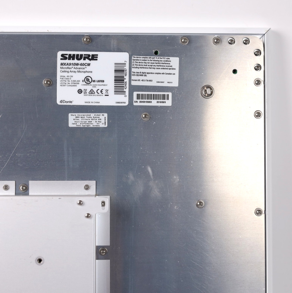 Shure MXA910W-60CM Microflex Advance Ceiling Array Microphone With Dante w208