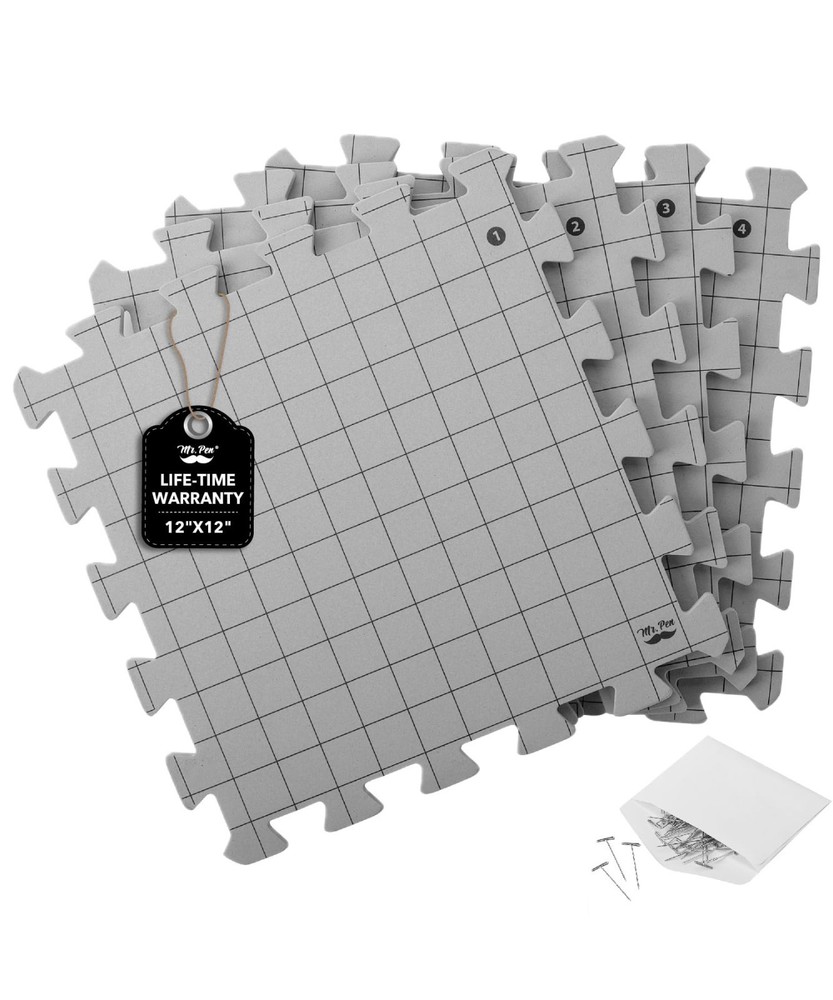 Interlocking Blocking Mats 12"x12" - 4 Pack for Knitting & Crochet + 50 T-Pins