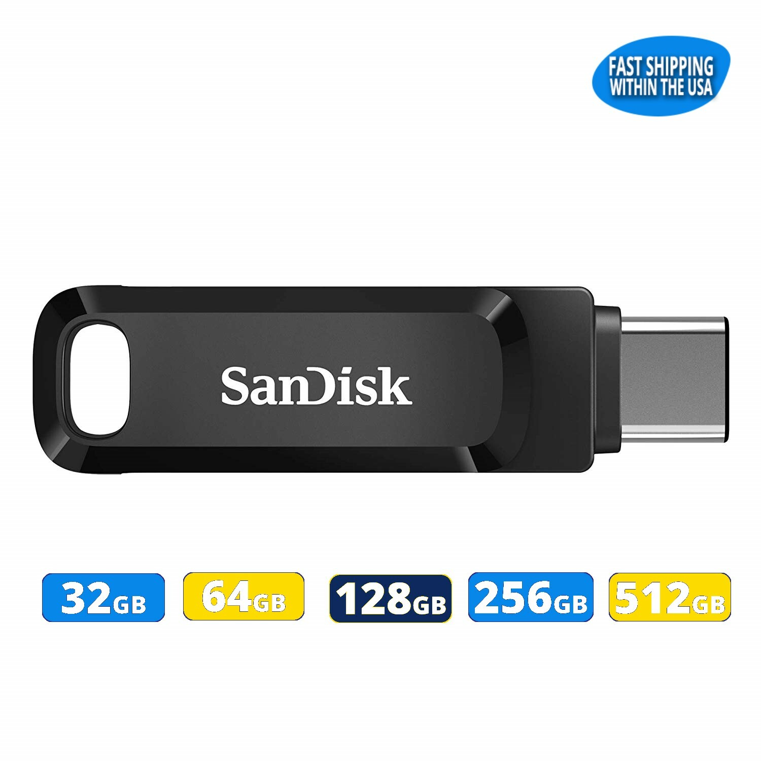 SanDisk Flash Drive Ultra Dual Go USB Type-A & Type-C 64GB 128GB 256GB 512GB lot