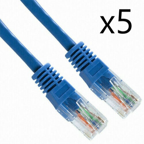 5 Pack Lot - 15ft CAT5e Ethernet Network LAN Router Patch Cable Cord Wire Blue