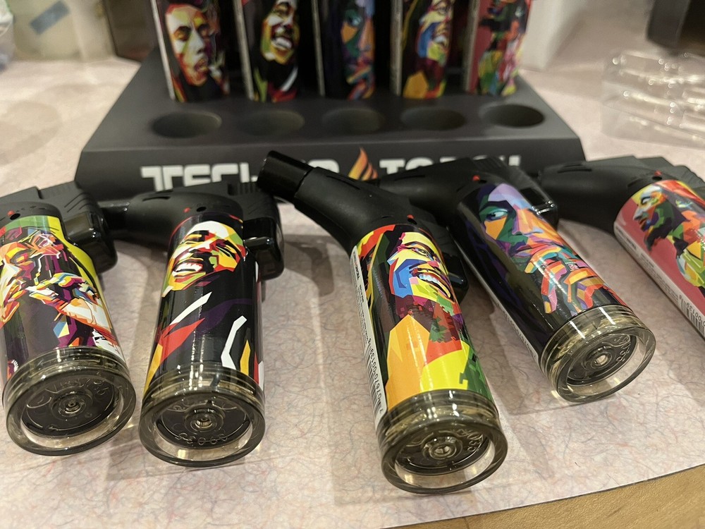 Techno torch lighter Full-size Torch Adjustable Flame Bob Marley  Designs
