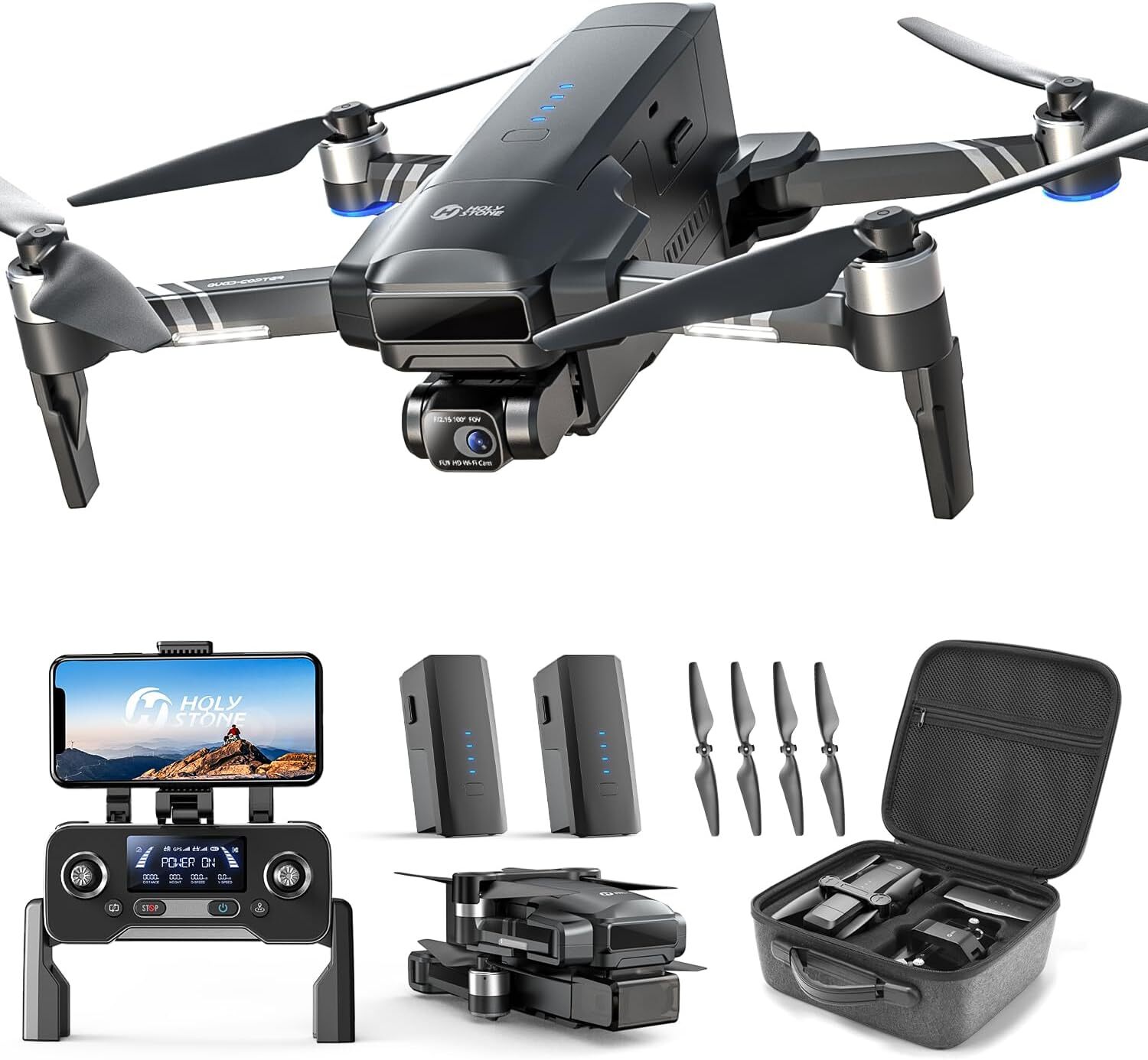 Holy Stone HS600 2-Axis Gimbal Drone with 4K EIS Camera 5G Brushless Motor 56Min
