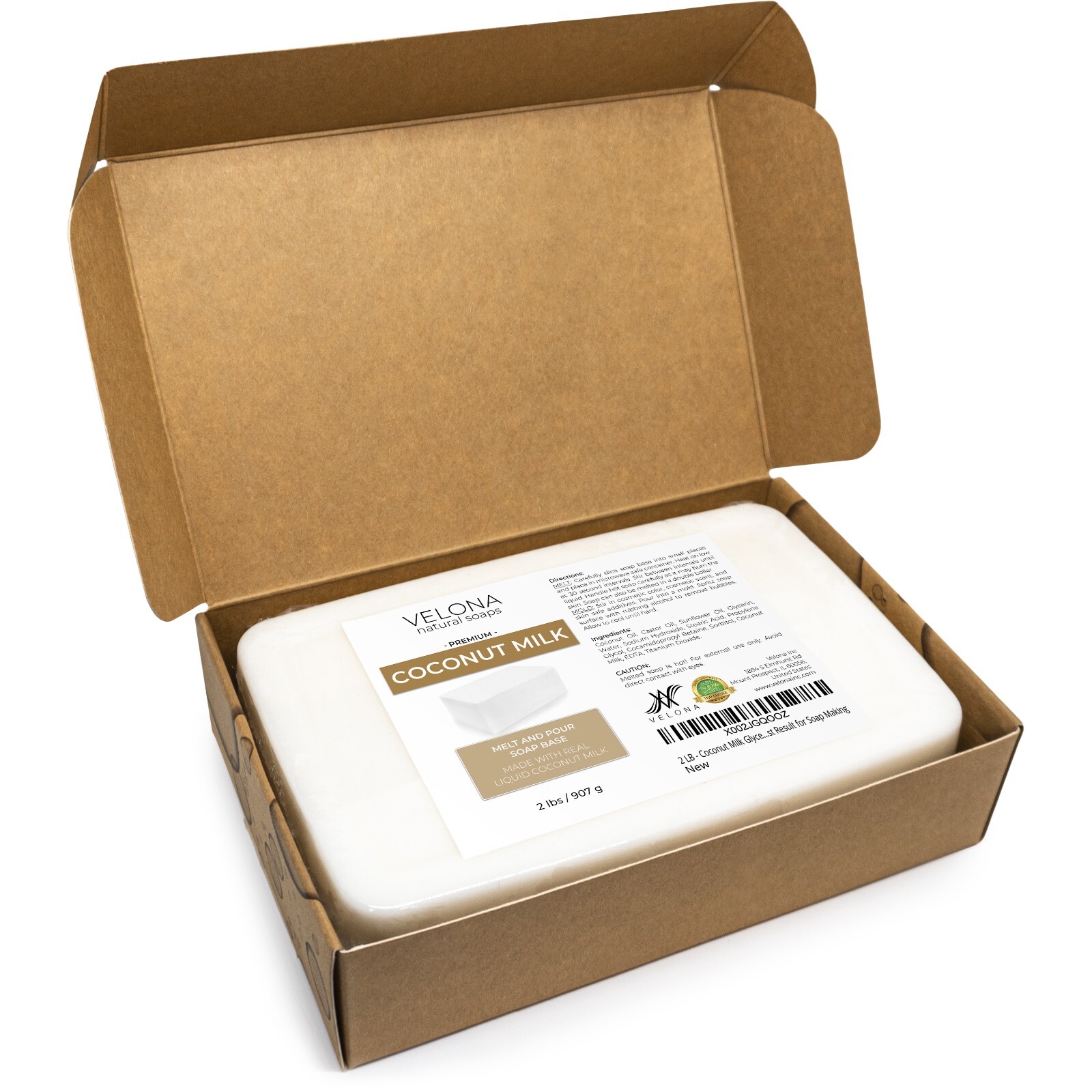 2,5,10,25 LB - Coconut Milk Glycerin Soap Base by Velona SLS/SLES Free Melt Pour