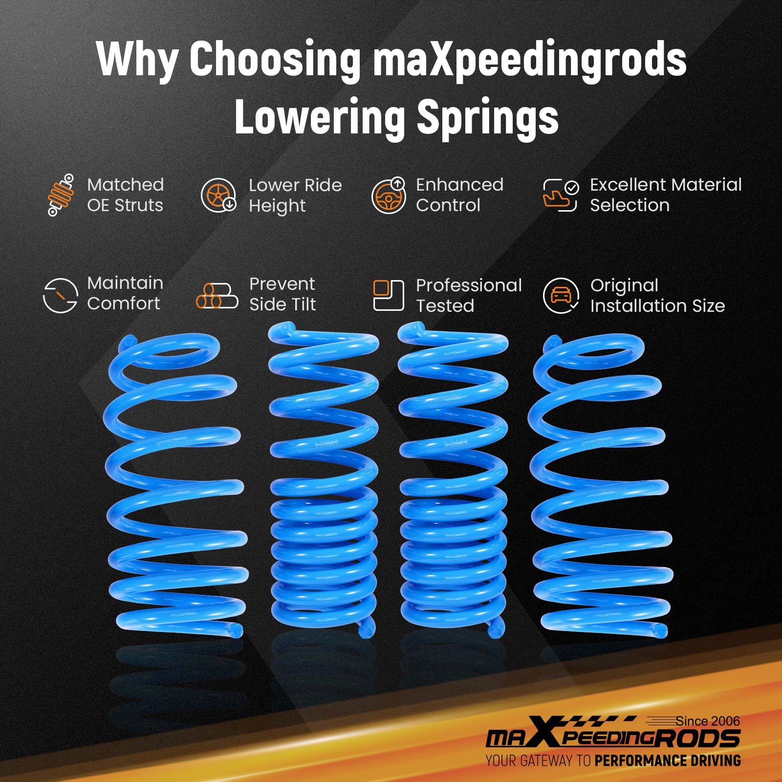 MaXpeedingrods Lowering Springs 2.2"F / 2.2"R For Dodge Challenger RWD 2008-2023