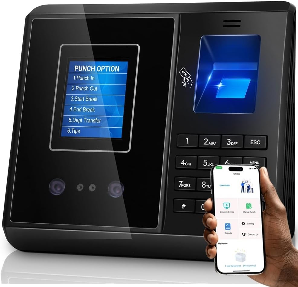 App-Based Time Clock, 5s Setup，Multi-Punch Daily, Auto Break, Lunch & Overtime R