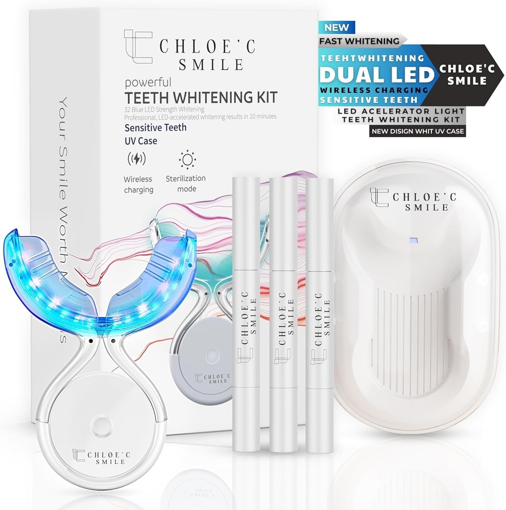 Teeth Whitening Kit with UV Case LED Light for Sensitive Teeth Fast
