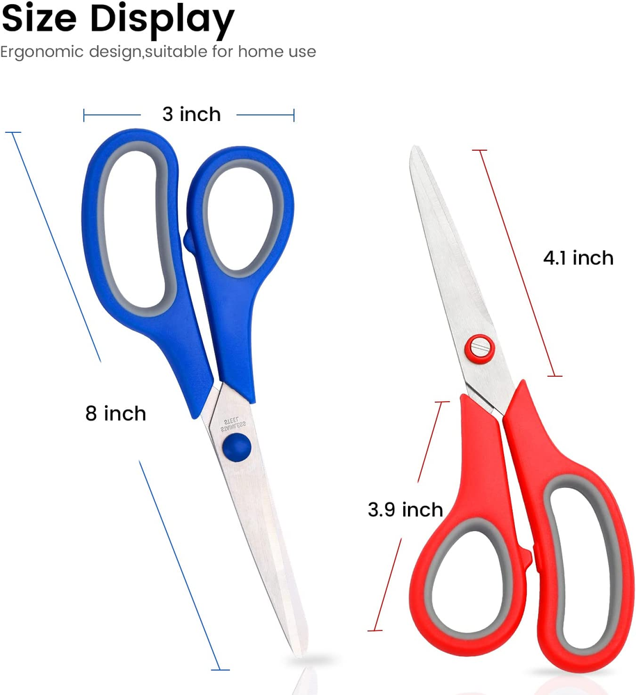 Scissors Bulk 24-Pack, 8" Multipurpose Sharp Scissors for School Office Home，Al