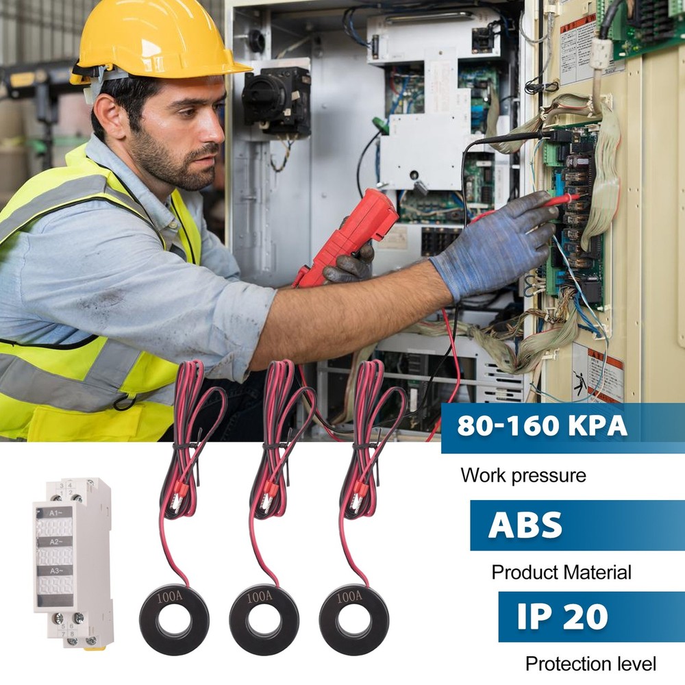 3 Phase Amp Meter for DIN Rail Mounting, Modular Current Meter