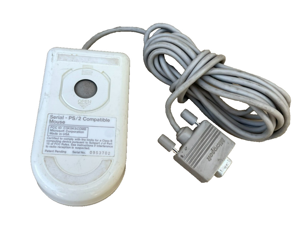 Vintage Microsoft Serial - PS/2 Compatible Mouse C3K5K5COMB