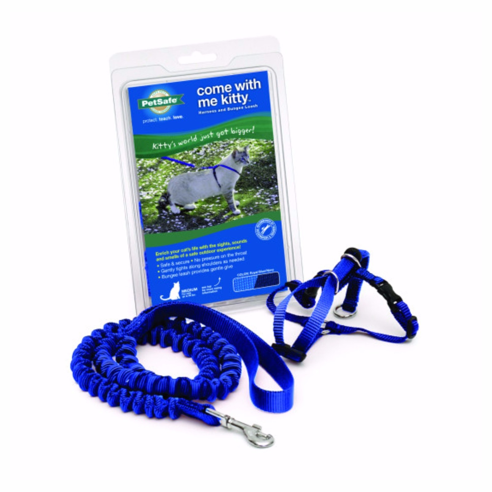 PetSafe COME WITH ME KITTY Cat Harness and Bungee Leash Blue Large