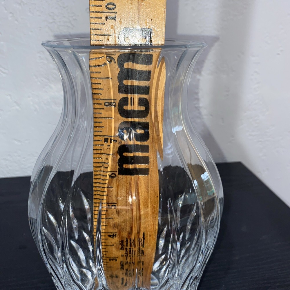Bretagne 9.5" Heavy Crystal Vase Feather Point Pattern