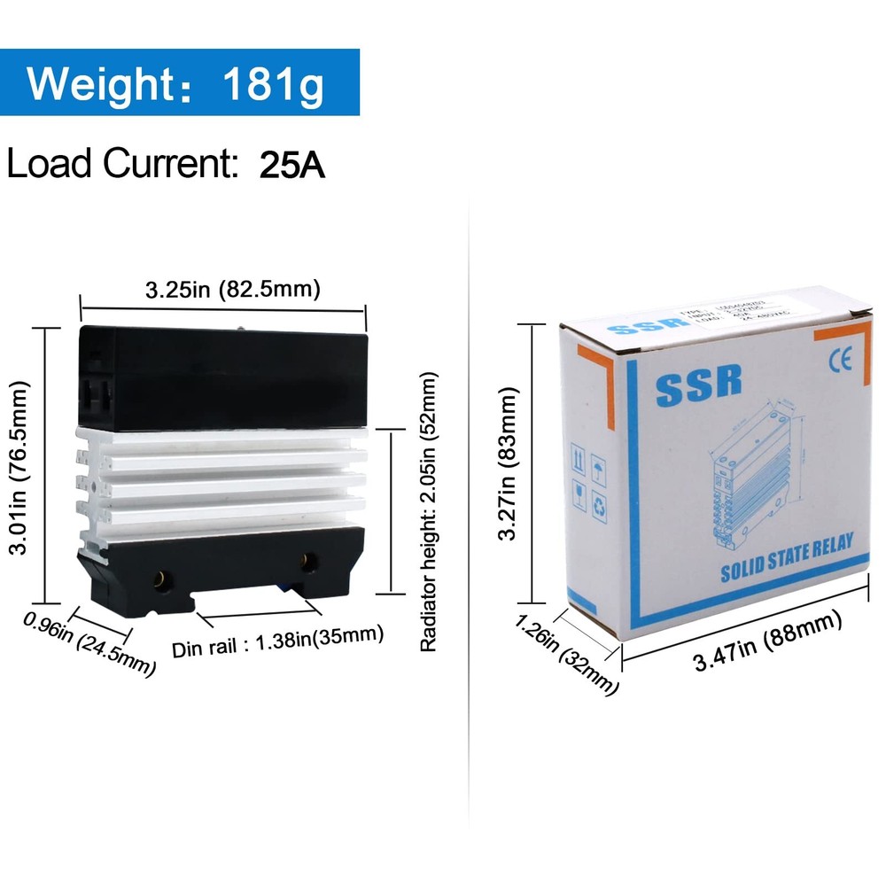 SSR 25 DD Solid State Relay DC to DC Input 3-32V DC Output 3-75V DC with Radi...