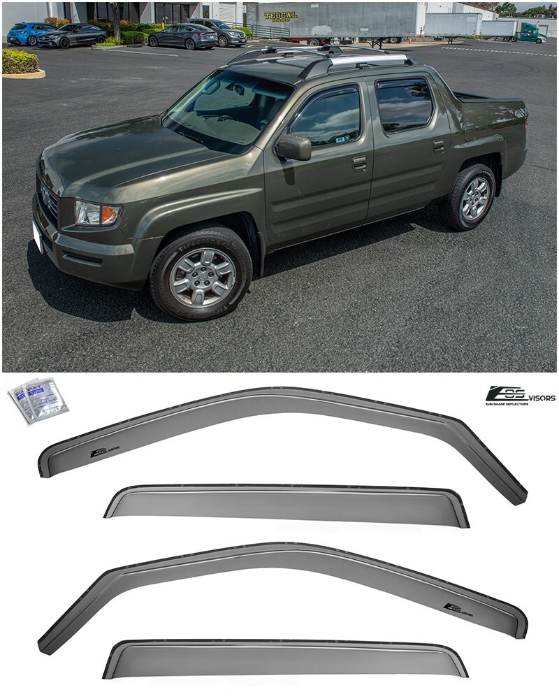 EOS Visors For 06-14 Honda Ridgeline JDM IN-CHANNEL Side Vent Window Rain Guards