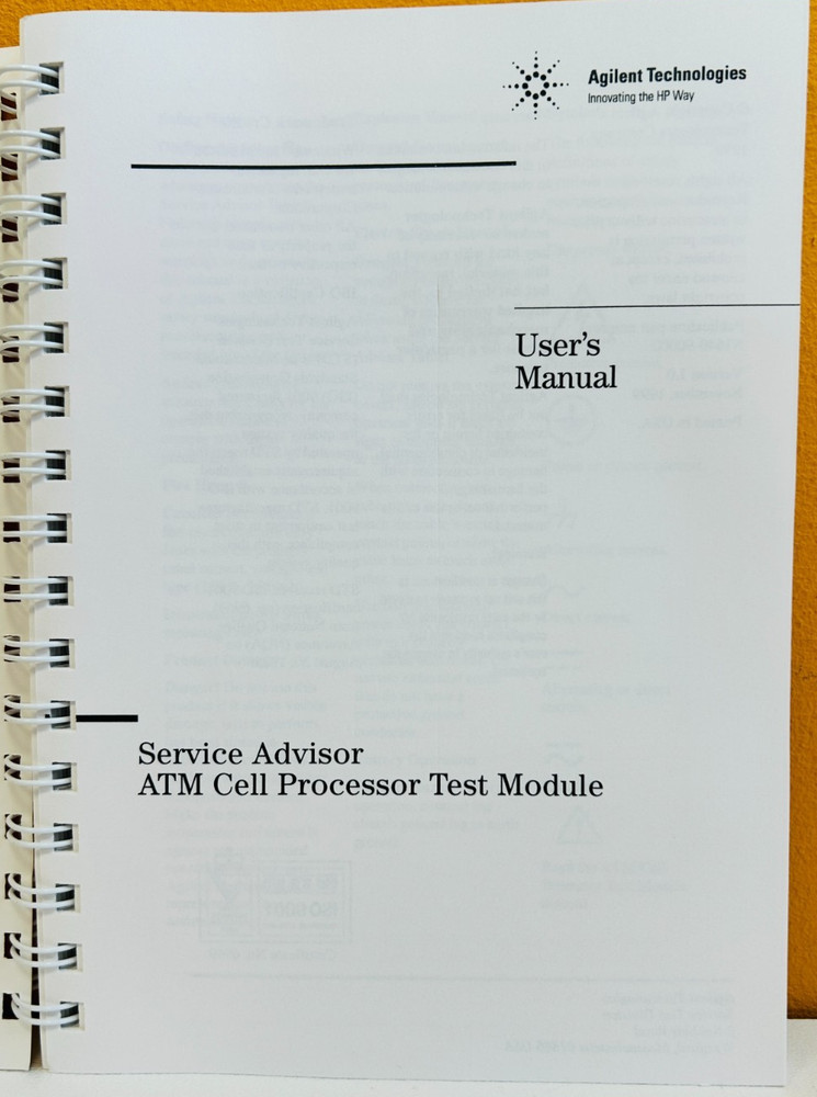 Agilent N1640-9000 1999 Service Advisor ATM Cell Processor Test Module Manual.