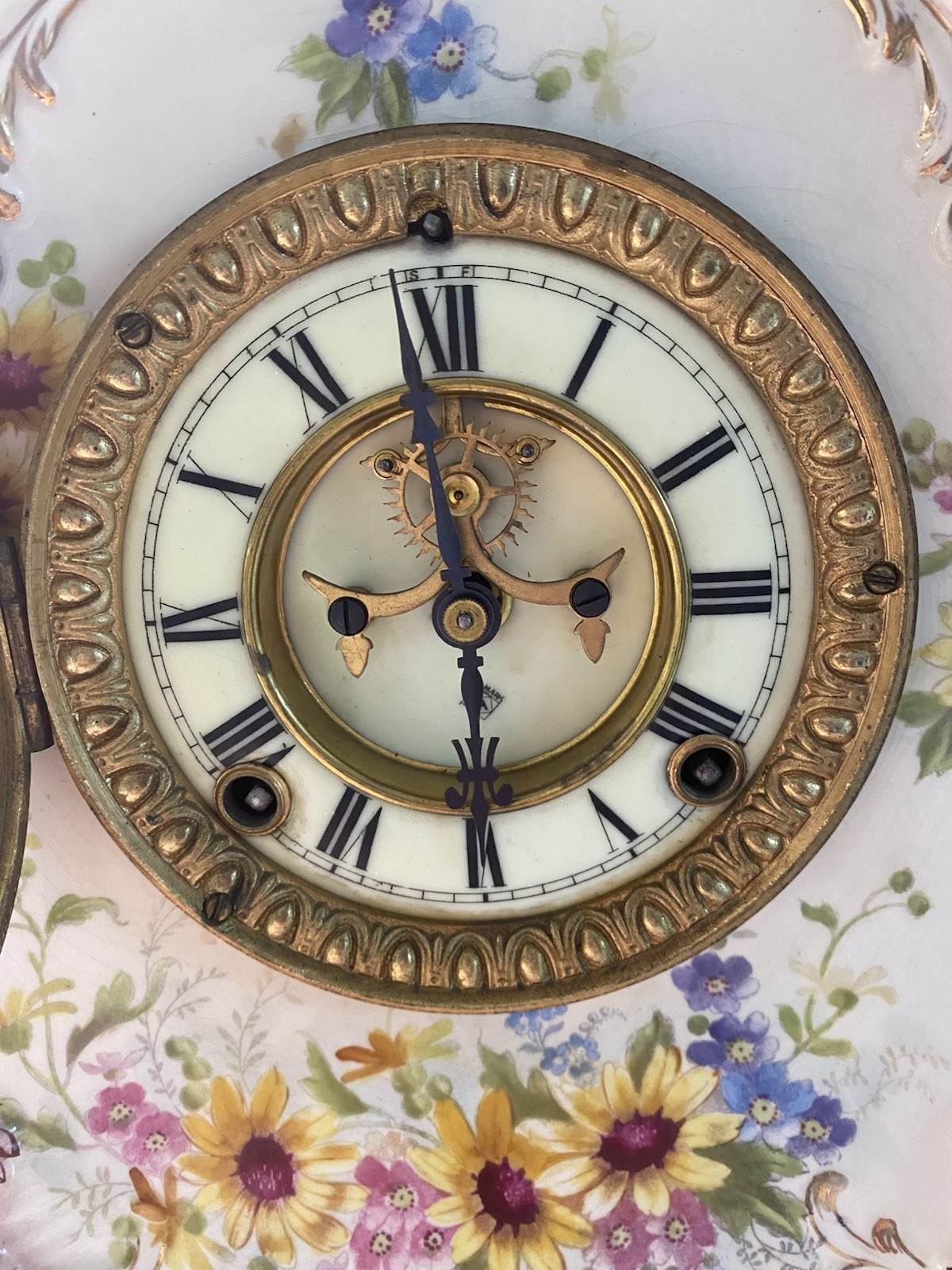 ANTIQUE ANSONIA ROYAL BONN "LA NORD" KEY WIND BONG STRIKE PORCELAIN CLOCK! NICE!