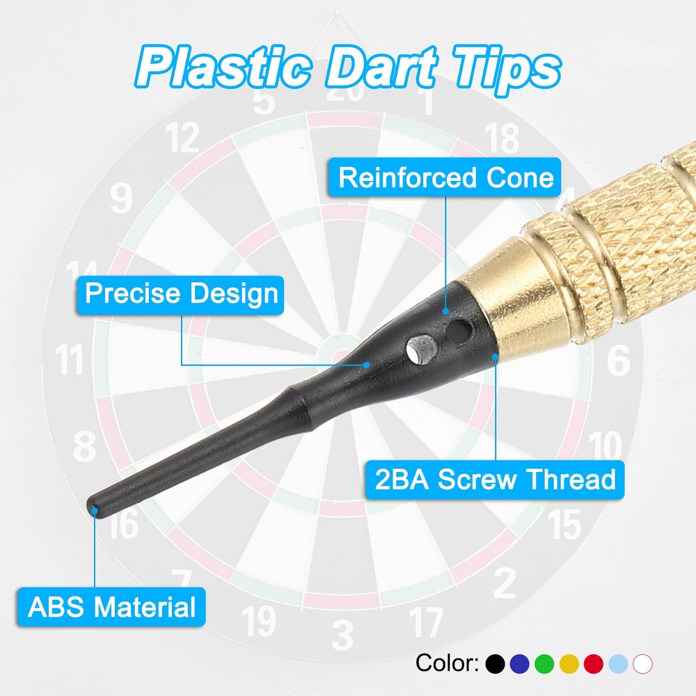 60Pcs 2BA Thread Plastic Soft Tip Dart Points Replacement Accessories, Black