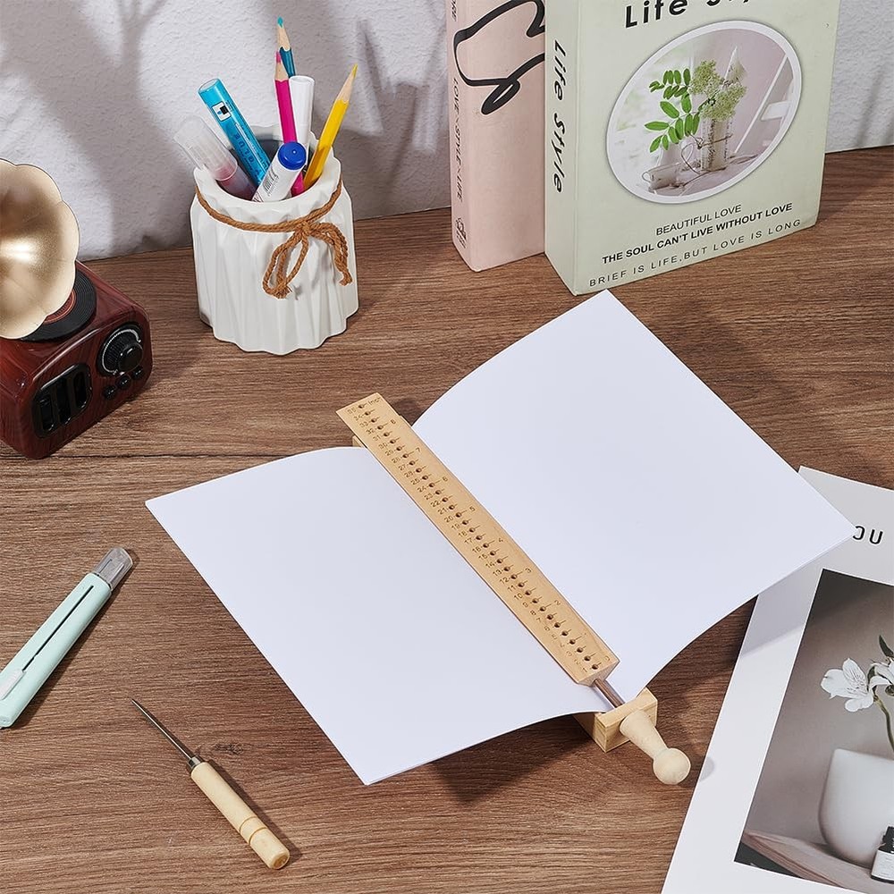 Wood Bookbinding Punching Tool Hand Account Binding Kit DIY Journal Notebook