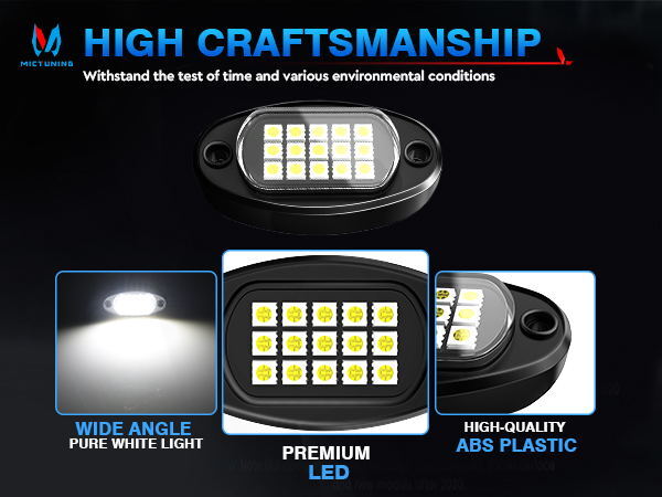 12 Pods Pure White LED Rock Lights, Waterproof Underglow Under Car Truck Lights