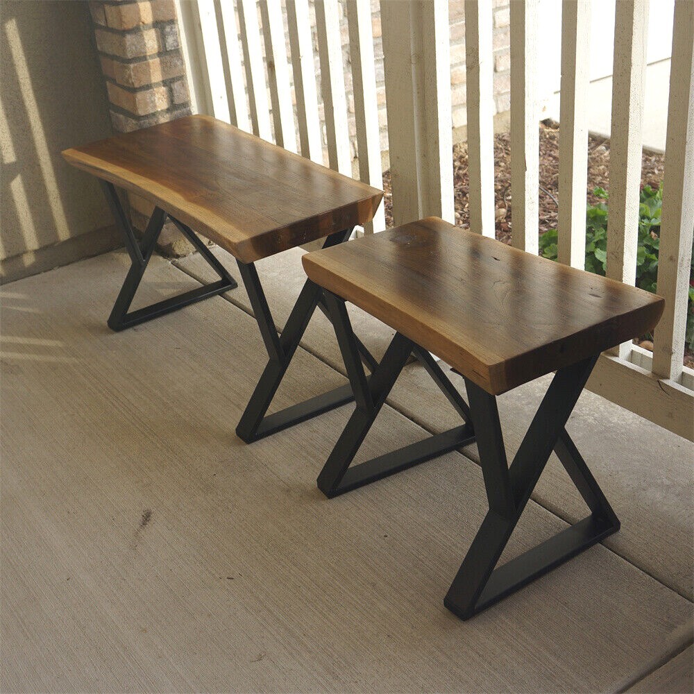 Rustic Teak Bench Table Natural Edge Solid Wood Seat Entryway Hallway Seating