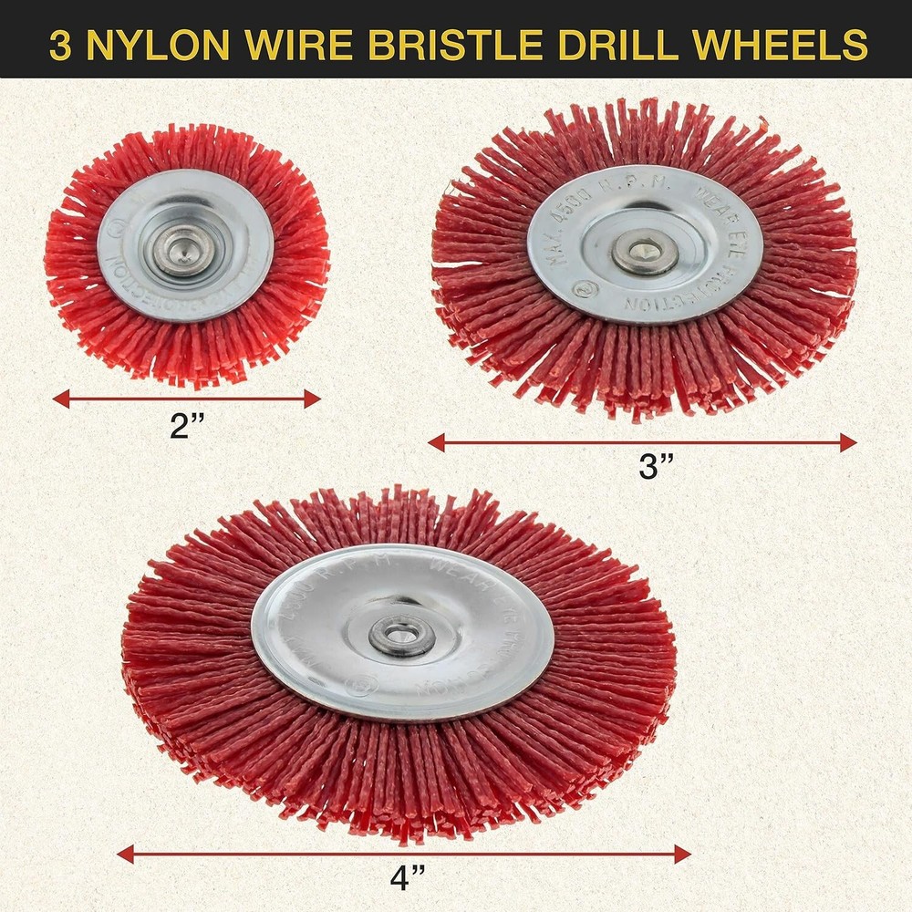 Premium 6-Piece Nylon Wire-Bristle Brush Set - Rust & Paint Removal Kit