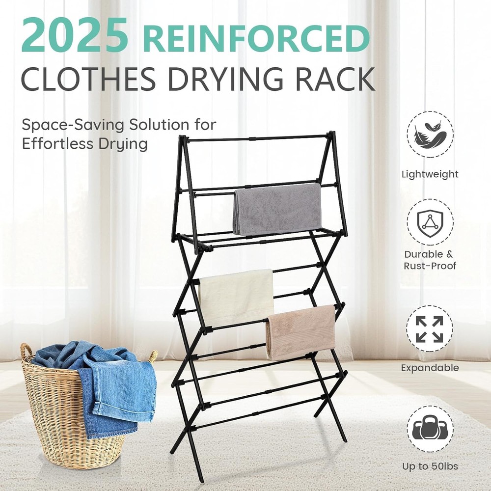 4 Tier Clothes Drying Rack Foldable Clothing Drying Rack Laundry Drying Rack